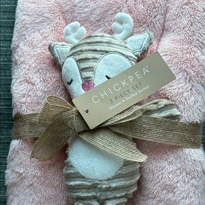 Chick Pea Pink Blanket with Striped Plush Toy